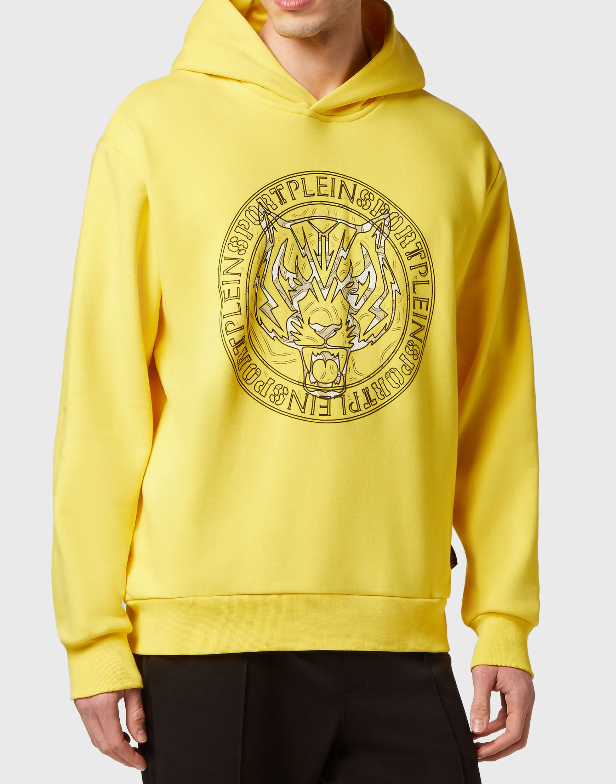 Hot Plein Sport Hoodie Sweatshirt Tiger Yellow Fluo/Black
