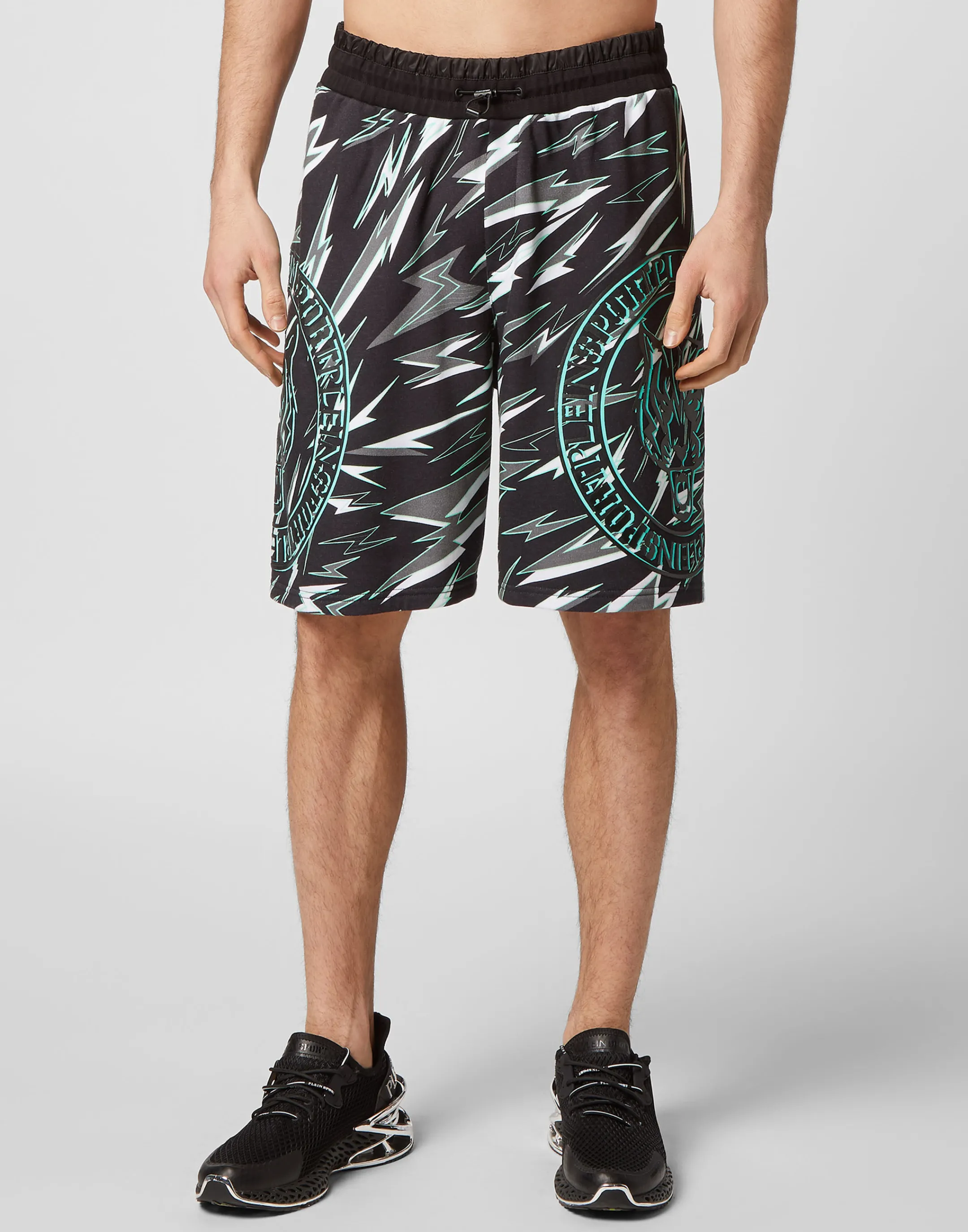 Outlet Plein Sport Jogging Shorts Tiger Black/Mint Green