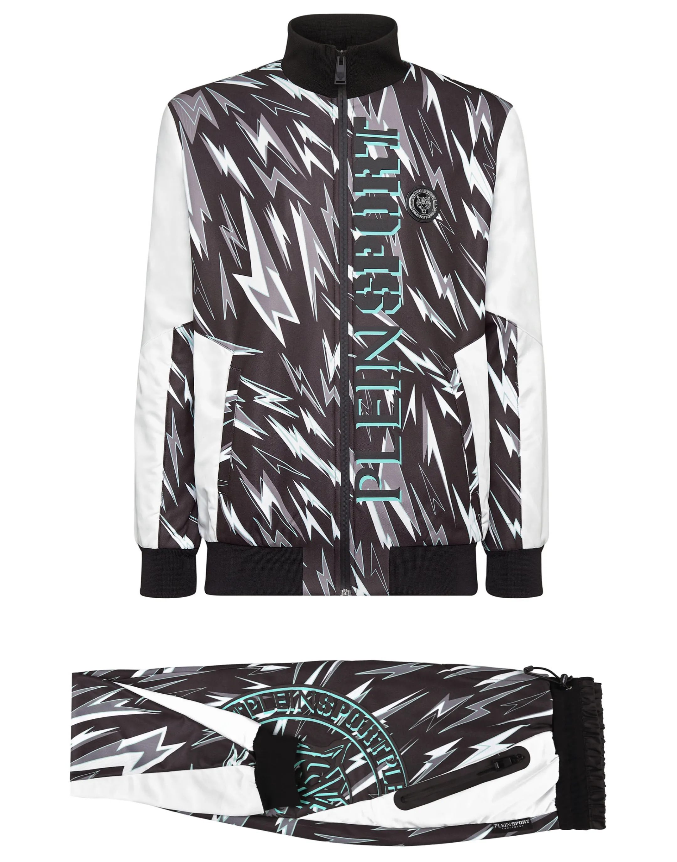 Sale Plein Sport Jogging Tracksuit:Top/Trousers Tiger Black/Mint Green