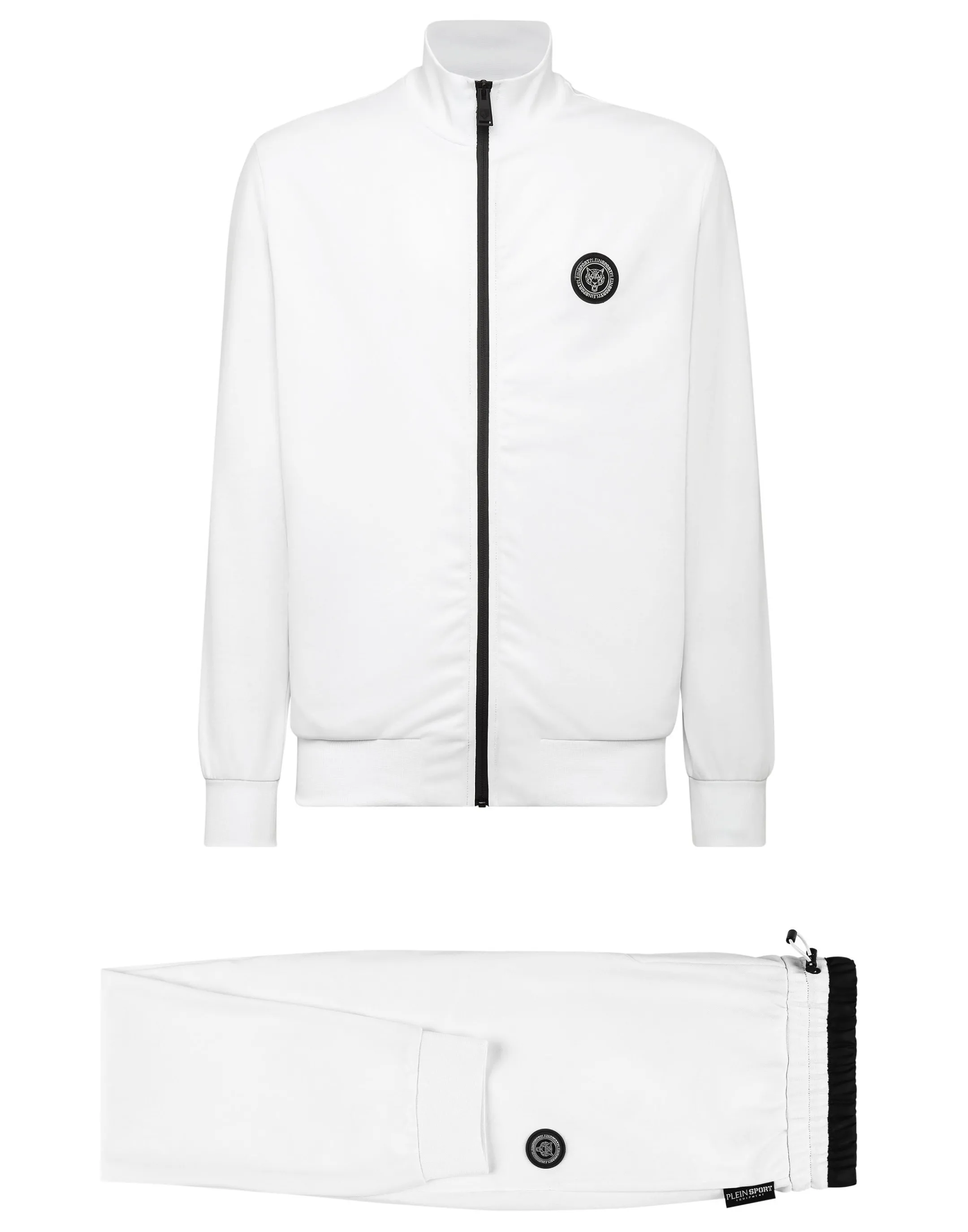 Fashion Plein Sport Jogging Tracksuit:Top/Trousers Tiger White / Black
