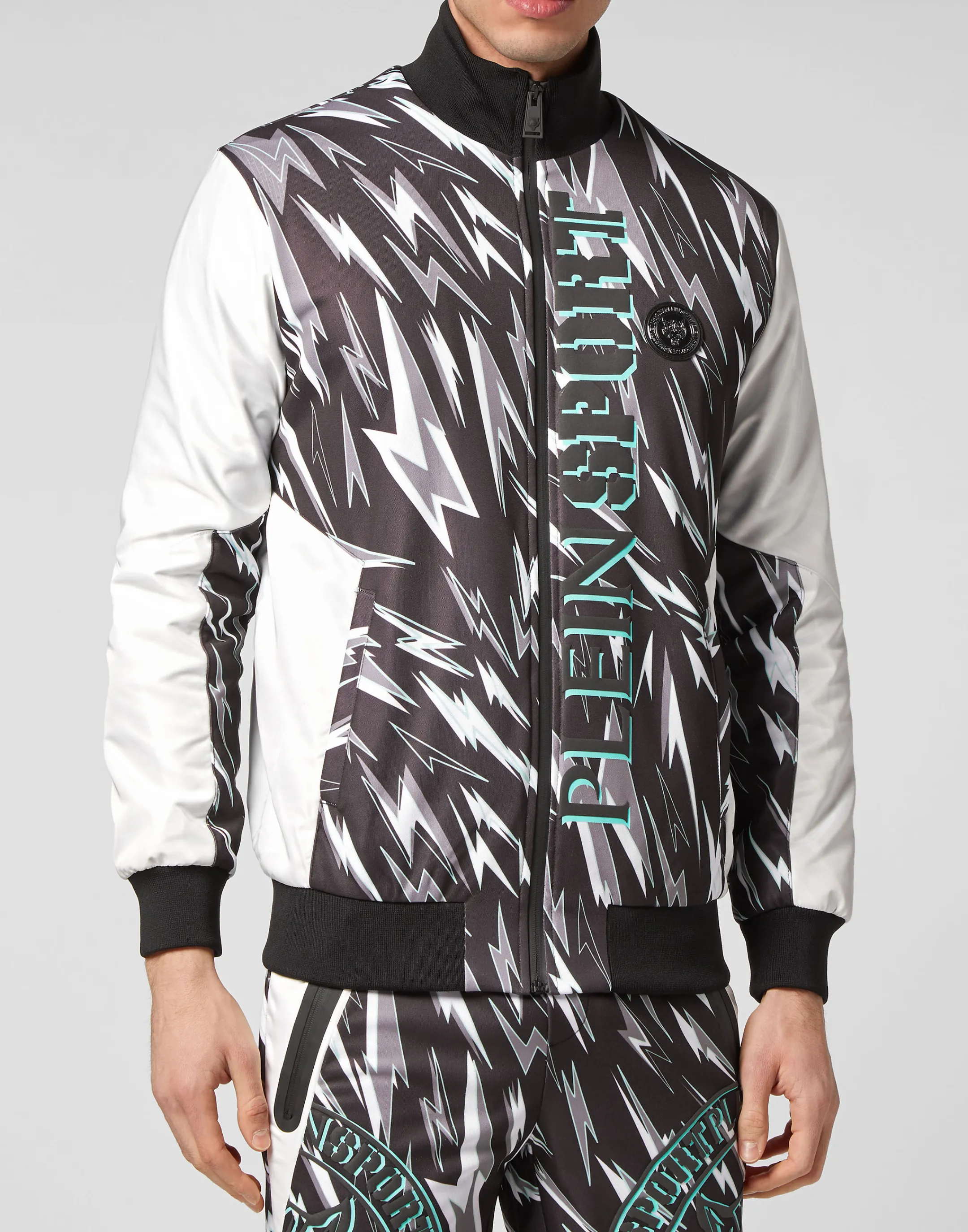 Sale Plein Sport Jogging Tracksuit:Top/Trousers Tiger Black/Mint Green