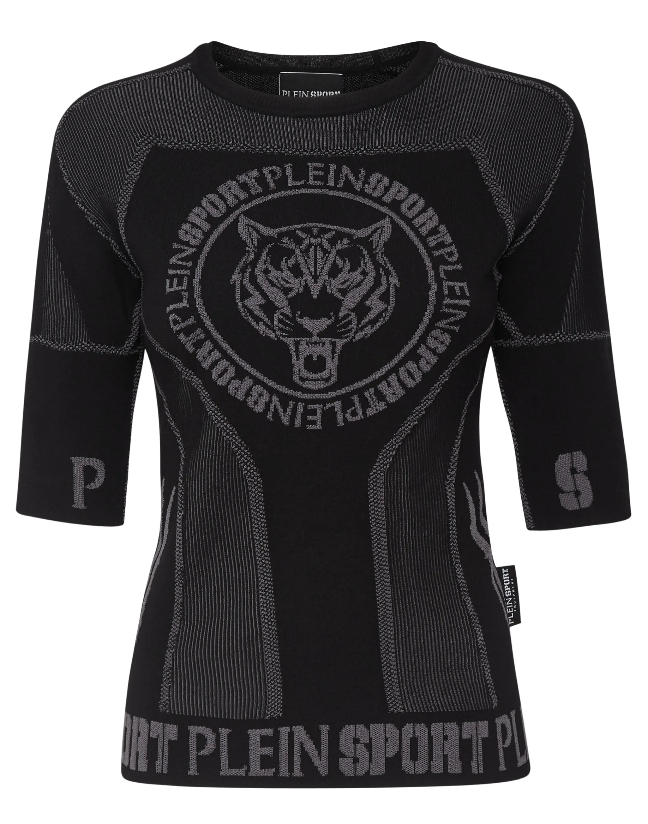 Hot Plein Sport Knit Jacquard T-Shirt Round Neck Ss Slim Fit Black
