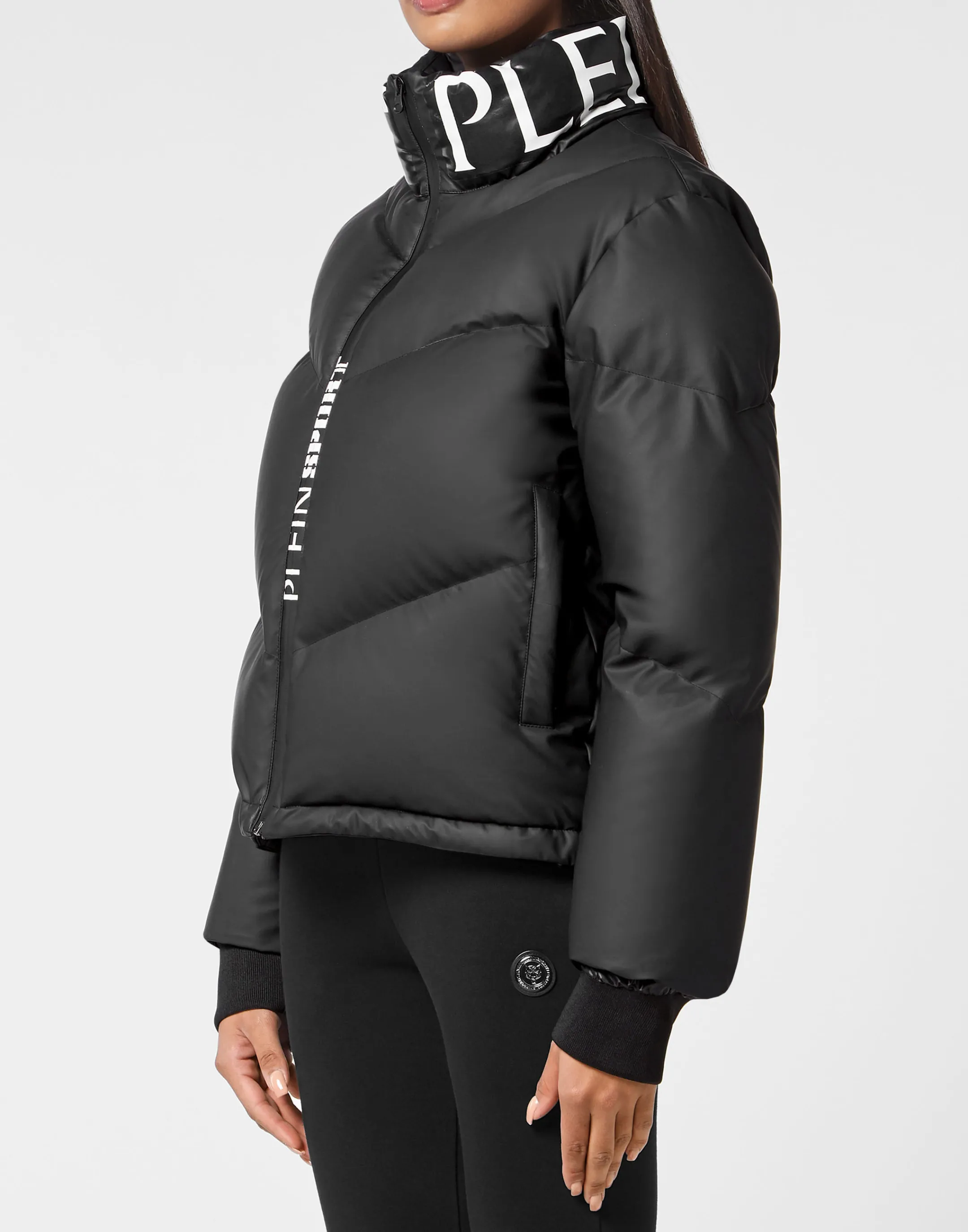 Online Plein Sport Nylon Down Jacket Tiger Black