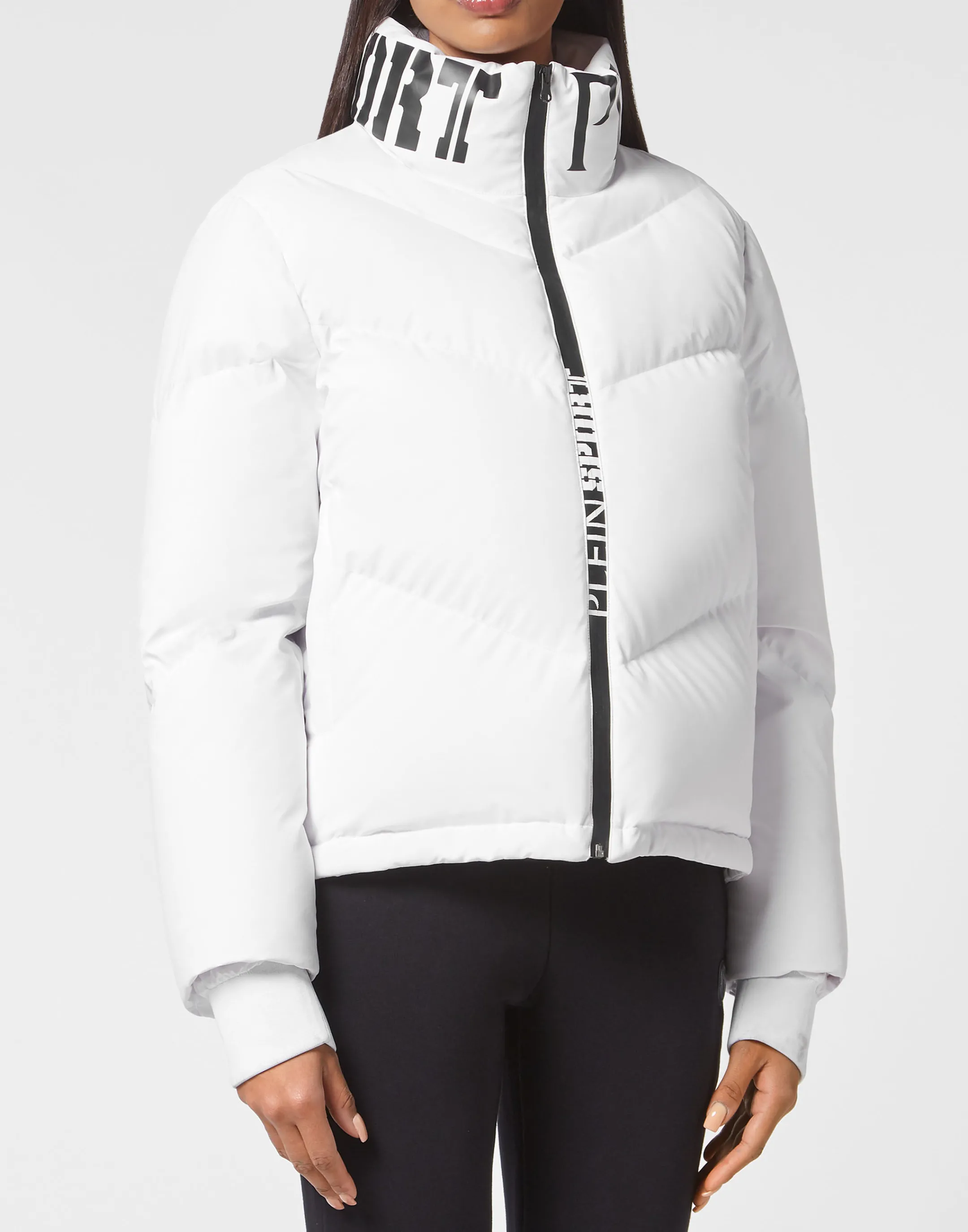 Online Plein Sport Nylon Down Jacket Tiger White