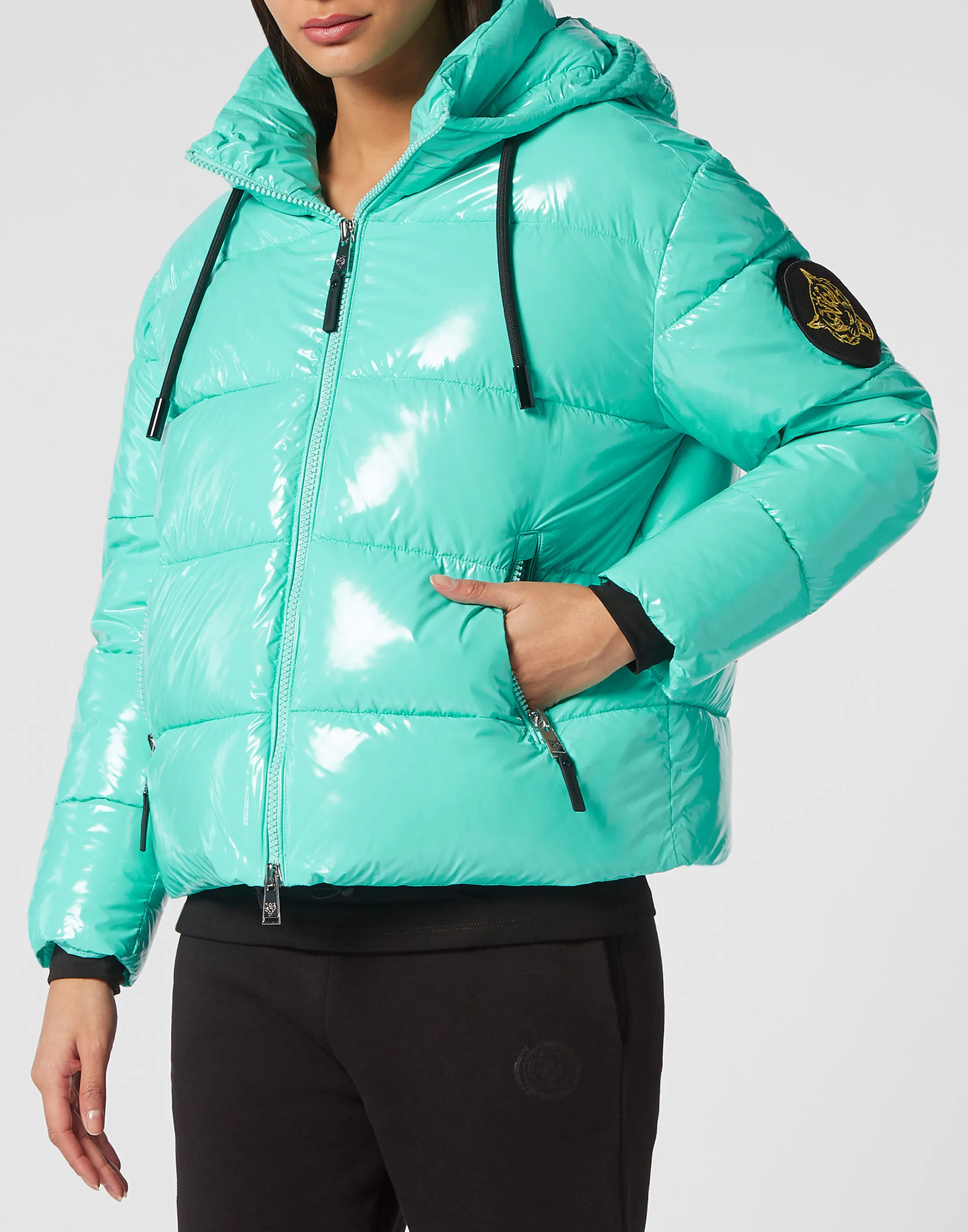 Clearance Plein Sport Outerwear Jacket Woman Turquoise