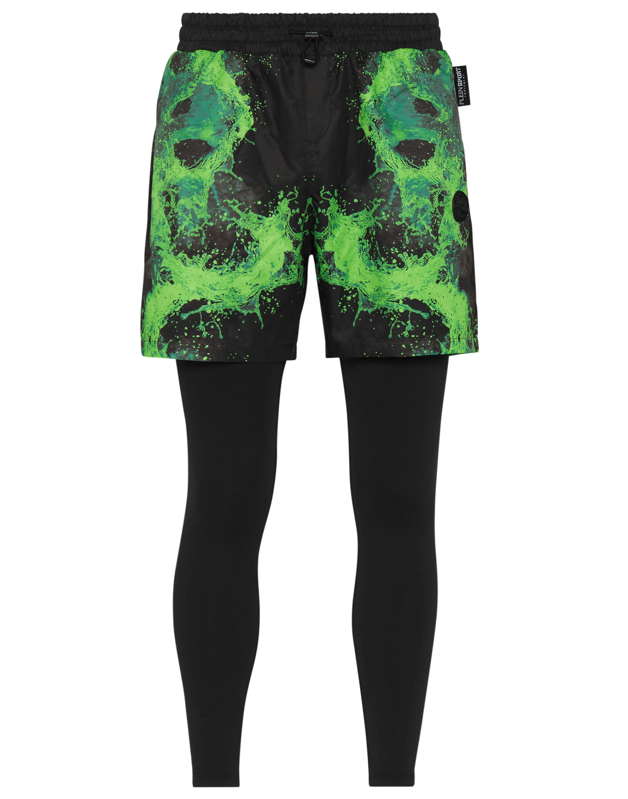 Online Plein Sport Running Pants Splash Extreme Black+Green Fluo
