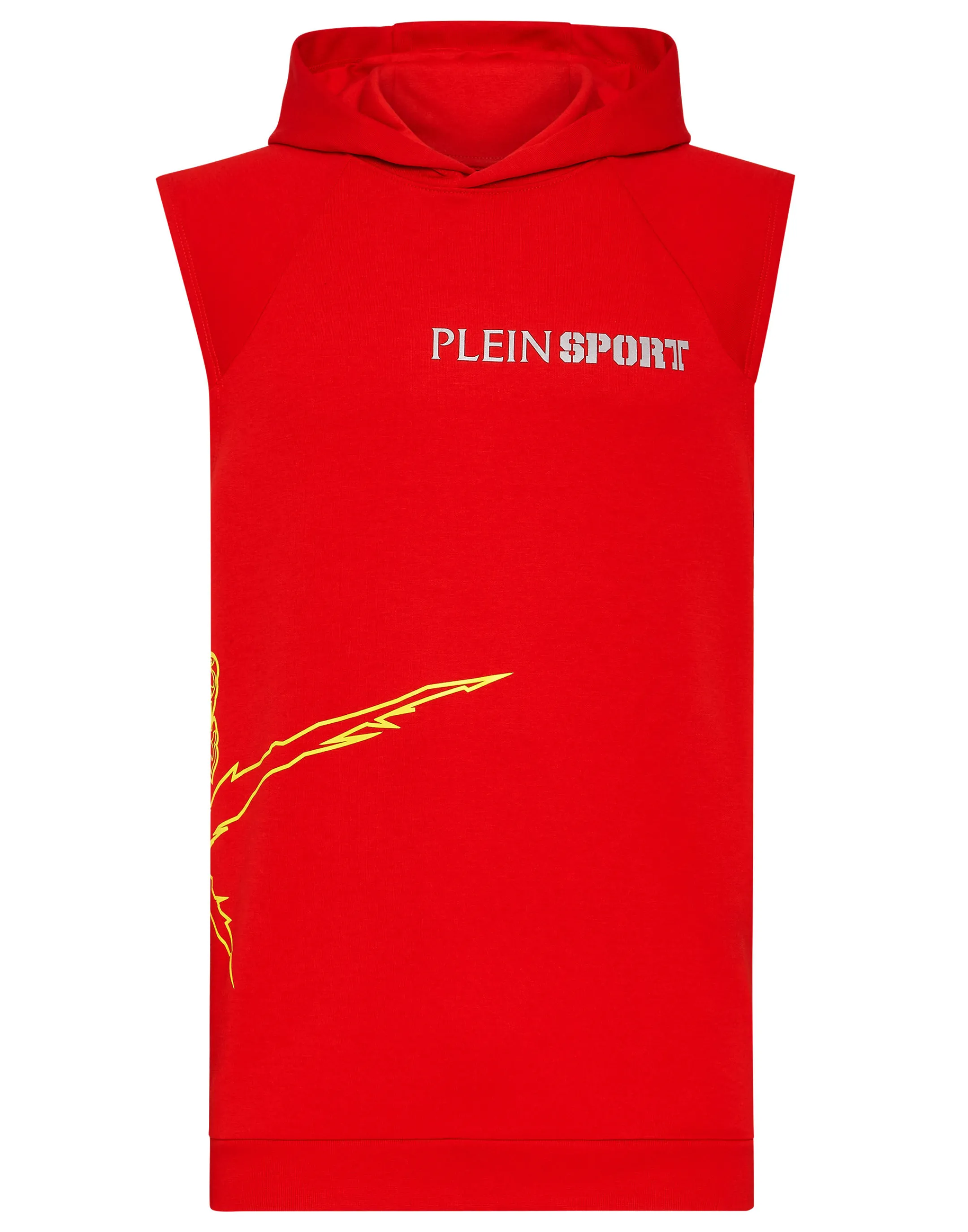 Outlet Plein Sport Sleeveless Hoodie Sweatshirt Red