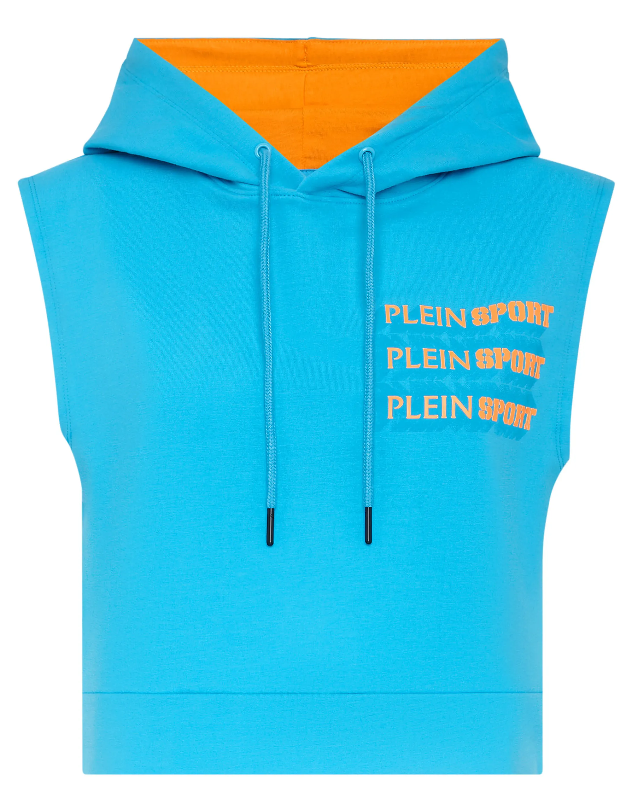 Discount Plein Sport Sleeveless Hoodie Sweatshirt Middle Blue
