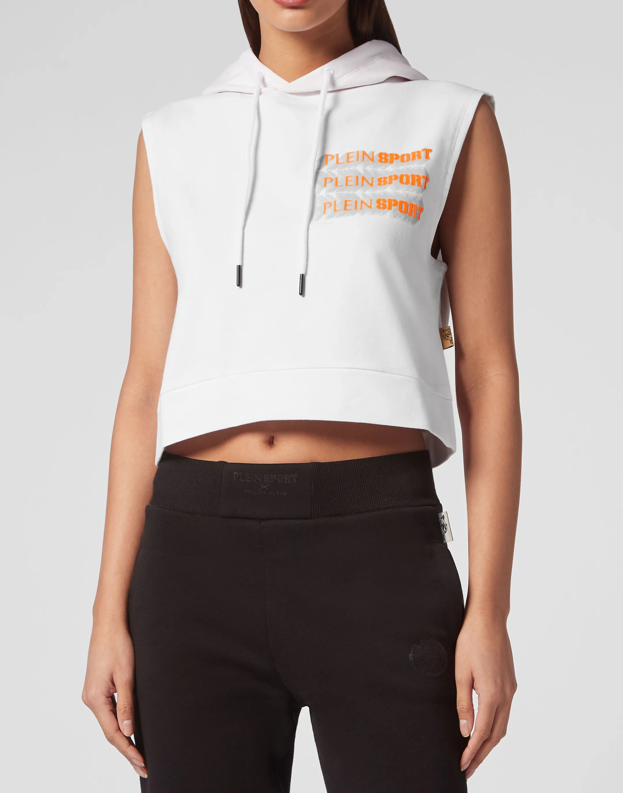 Fashion Plein Sport Sleeveless Hoodie Sweatshirt White