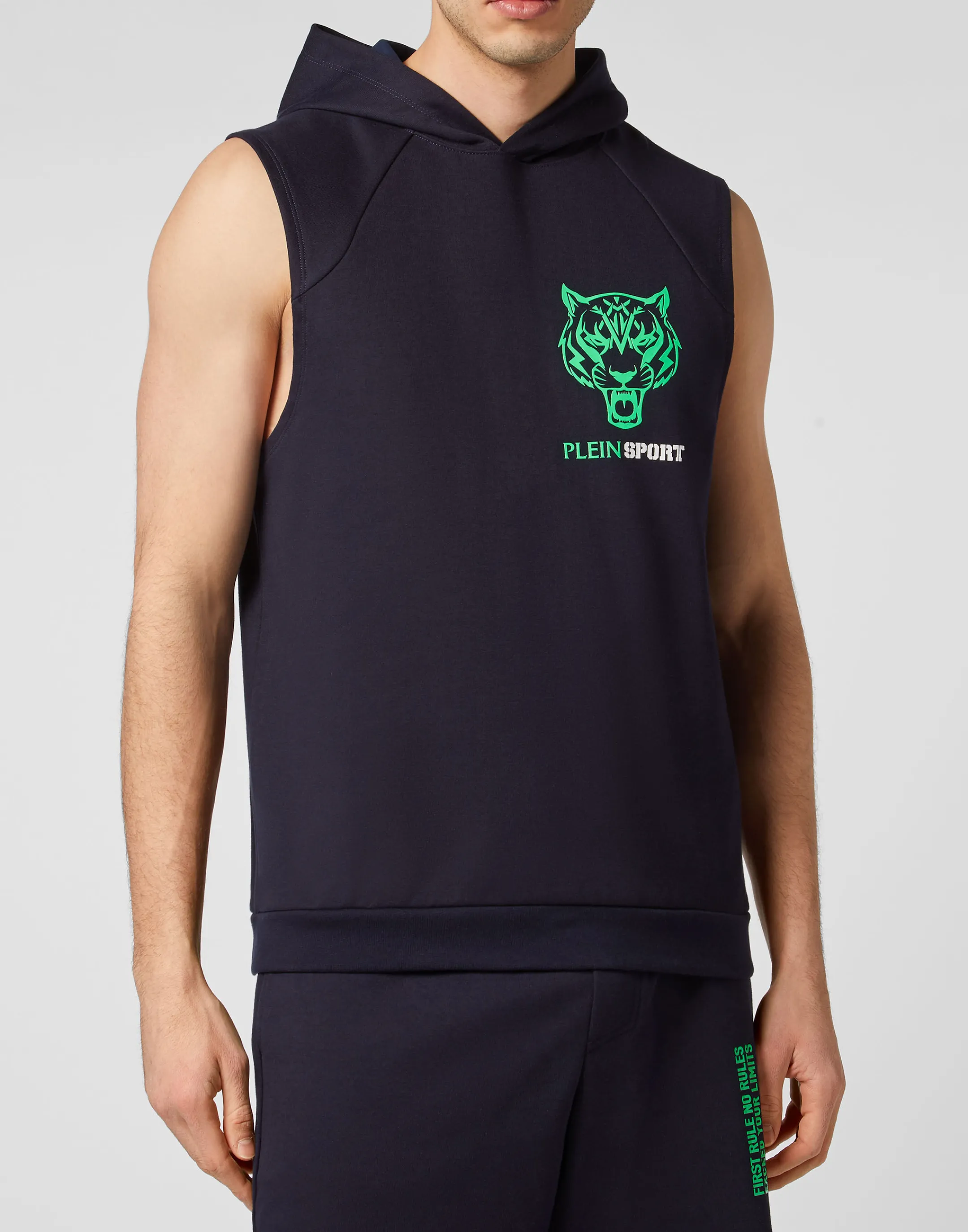 Clearance Plein Sport Sleeveless Hoodie Sweatshirt Navy