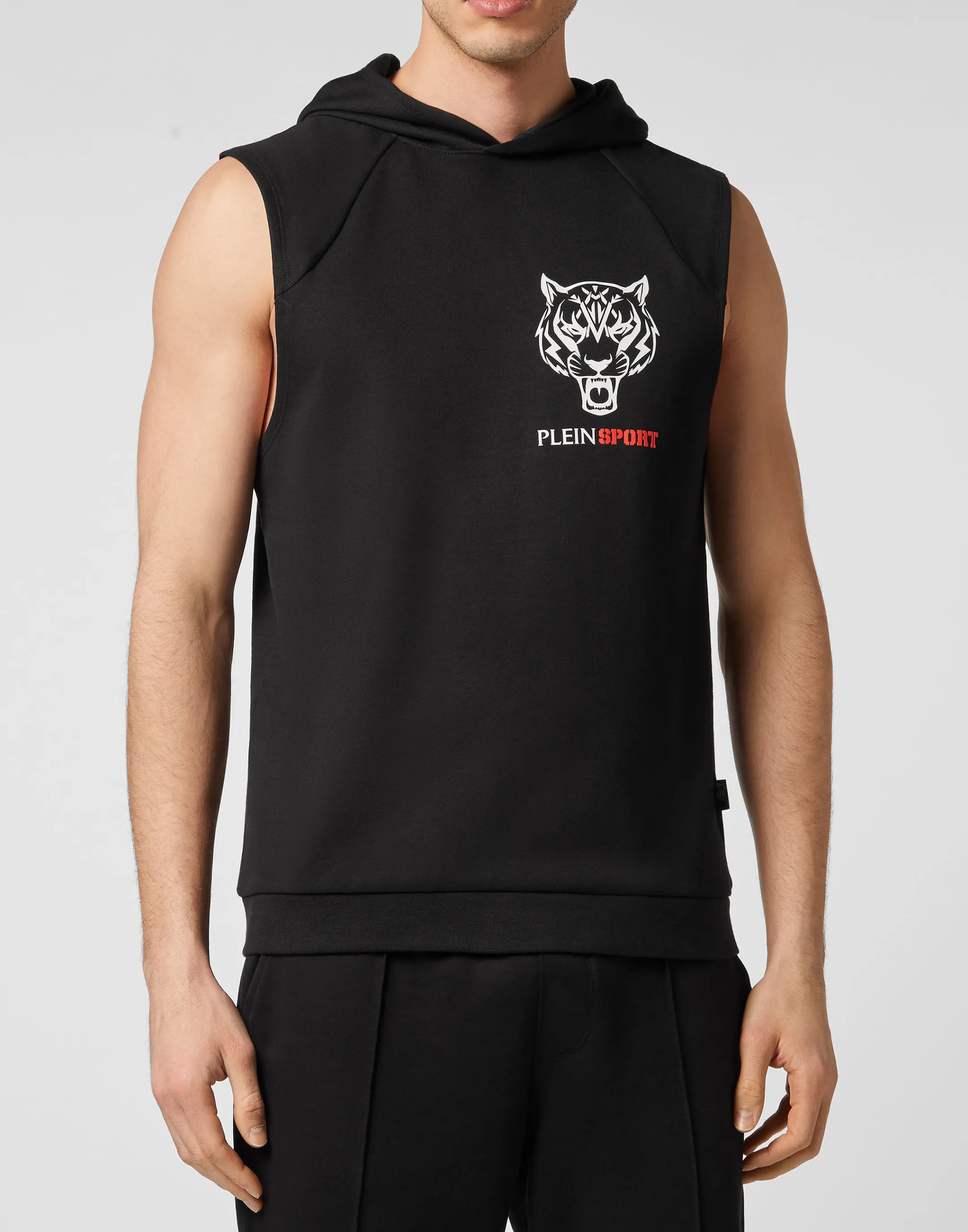 Clearance Plein Sport Sleeveless Hoodie Sweatshirt Black