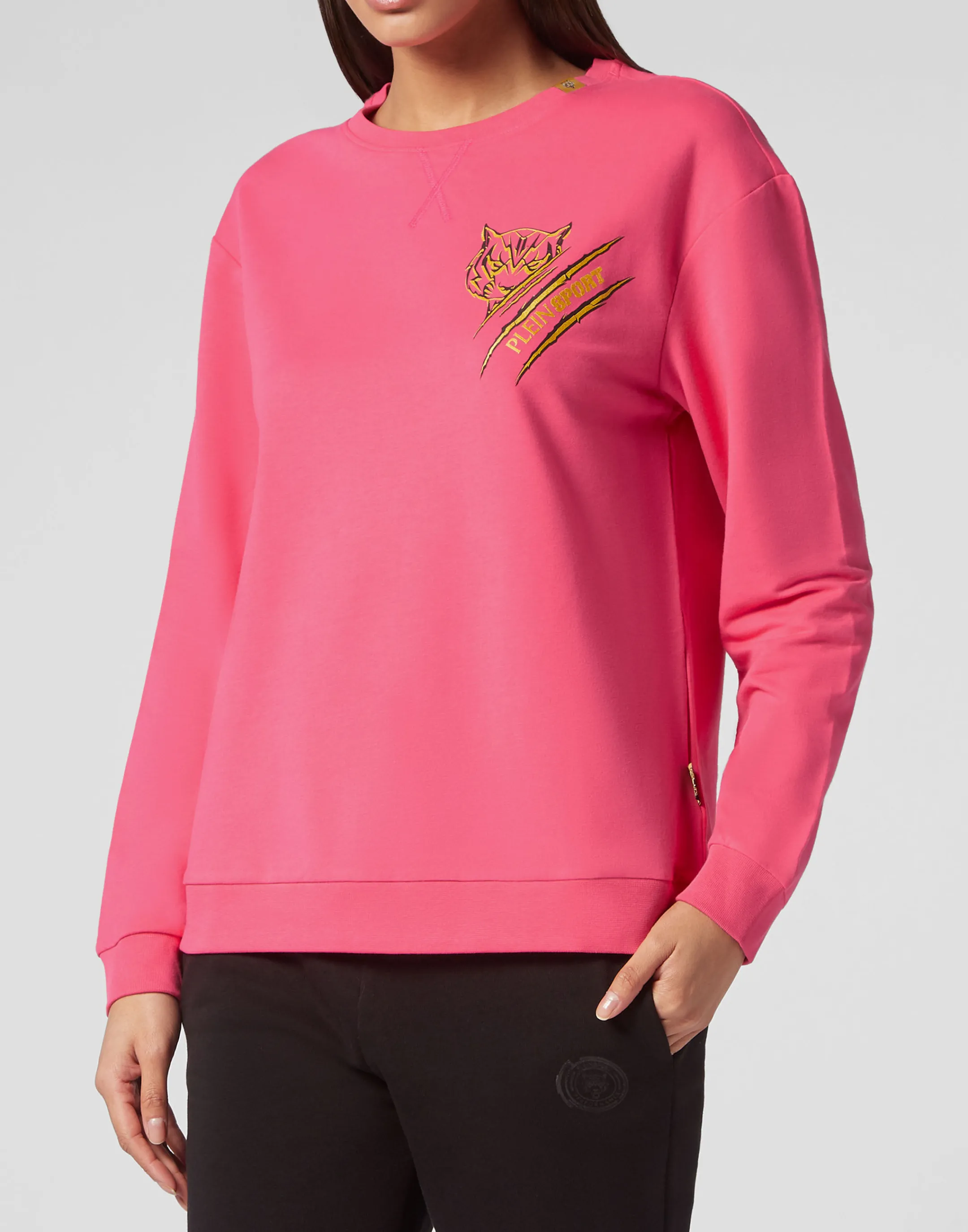 Flash Sale Plein Sport Sweatshirt Round Neck Fuxia