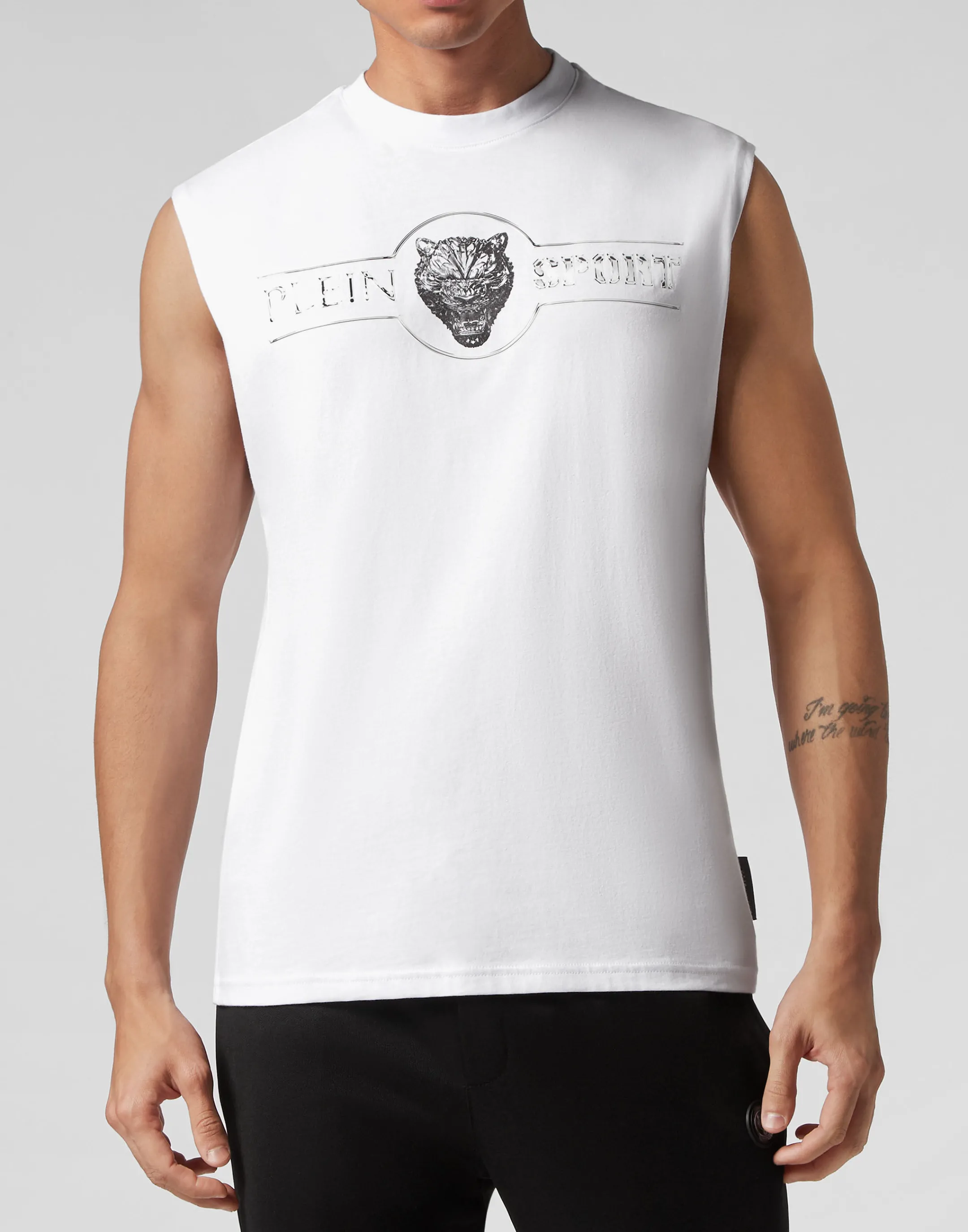 New Plein Sport Tank Top Chrome Scratch Edition White