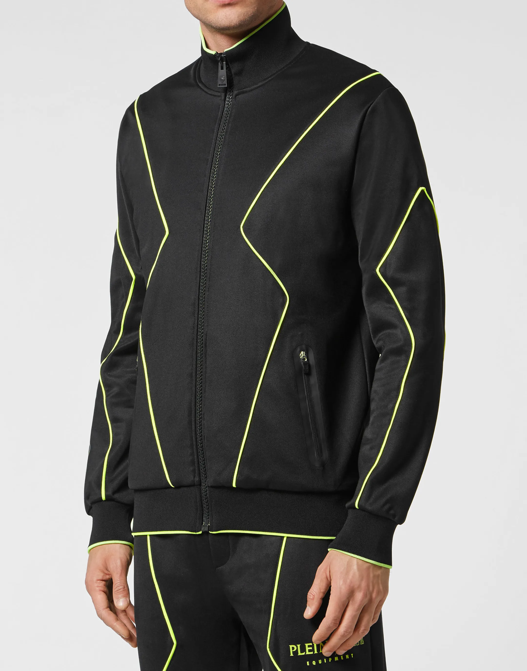 Clearance Plein Sport Tracksuit: Zip-Up Jacket + Jogging Pants Black