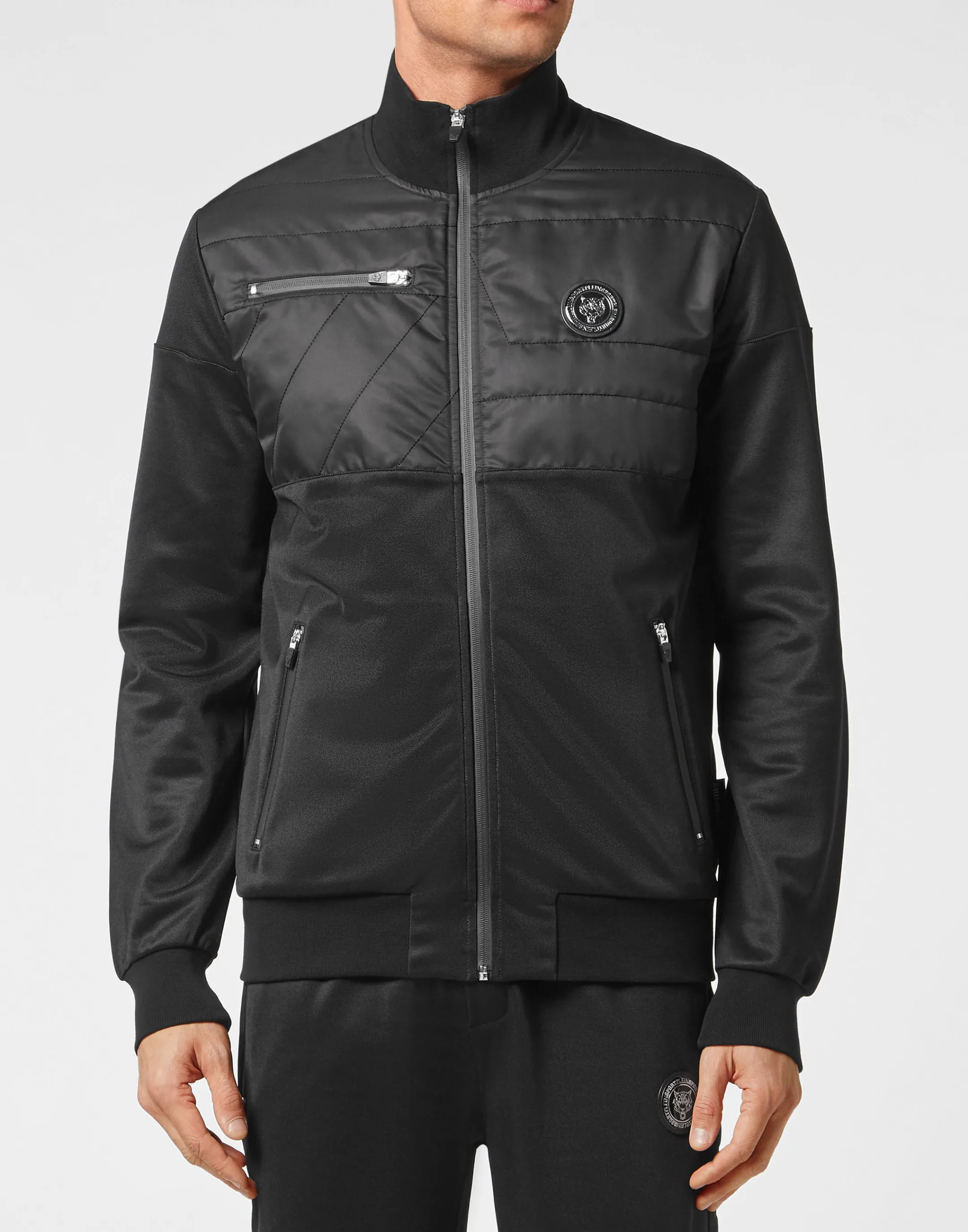 Clearance Plein Sport Tracksuit: Zip-Up Jacket + Jogging Pants Tiger Black