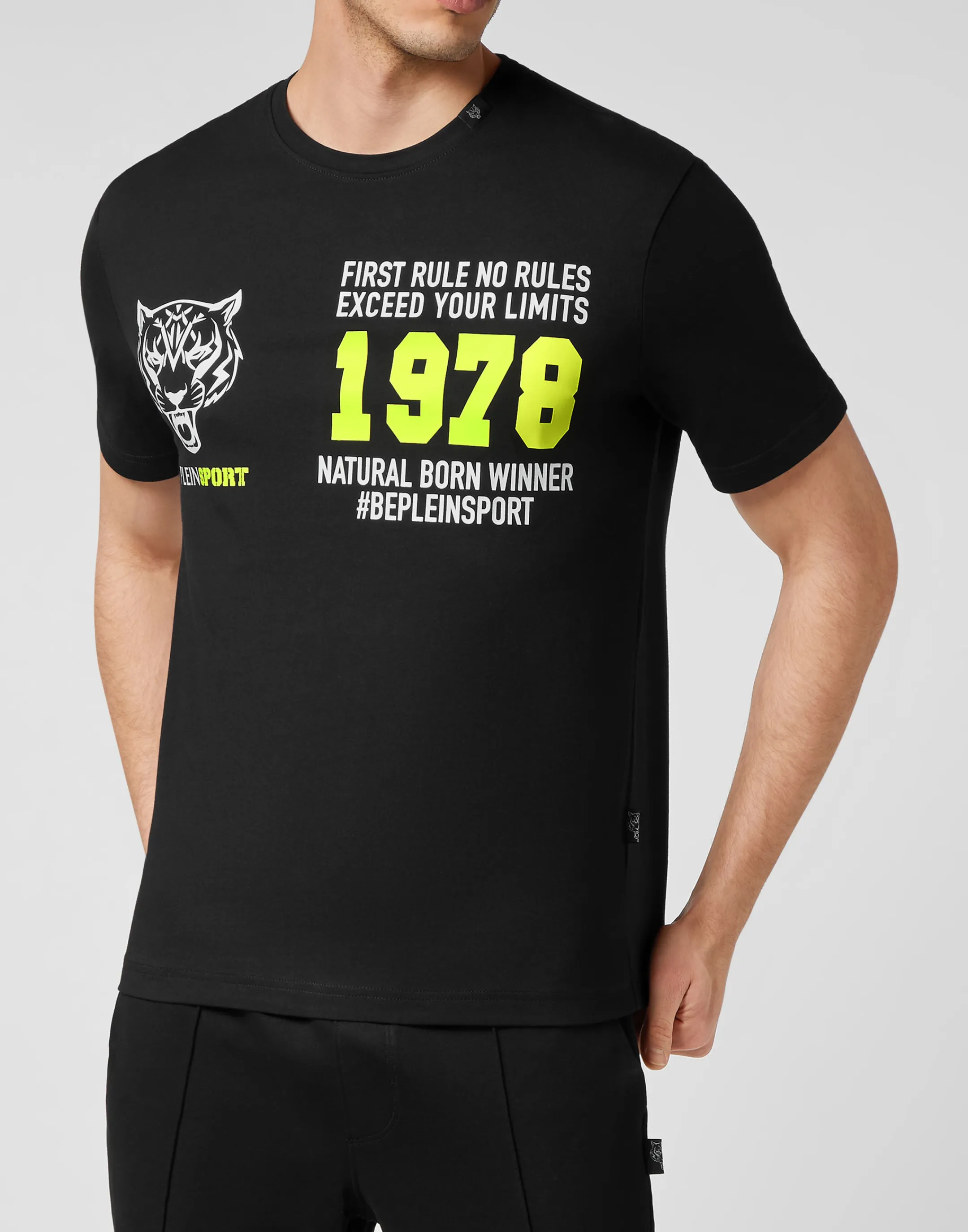 Cheap Plein Sport T-Shirt Round Neck Black / Yellow