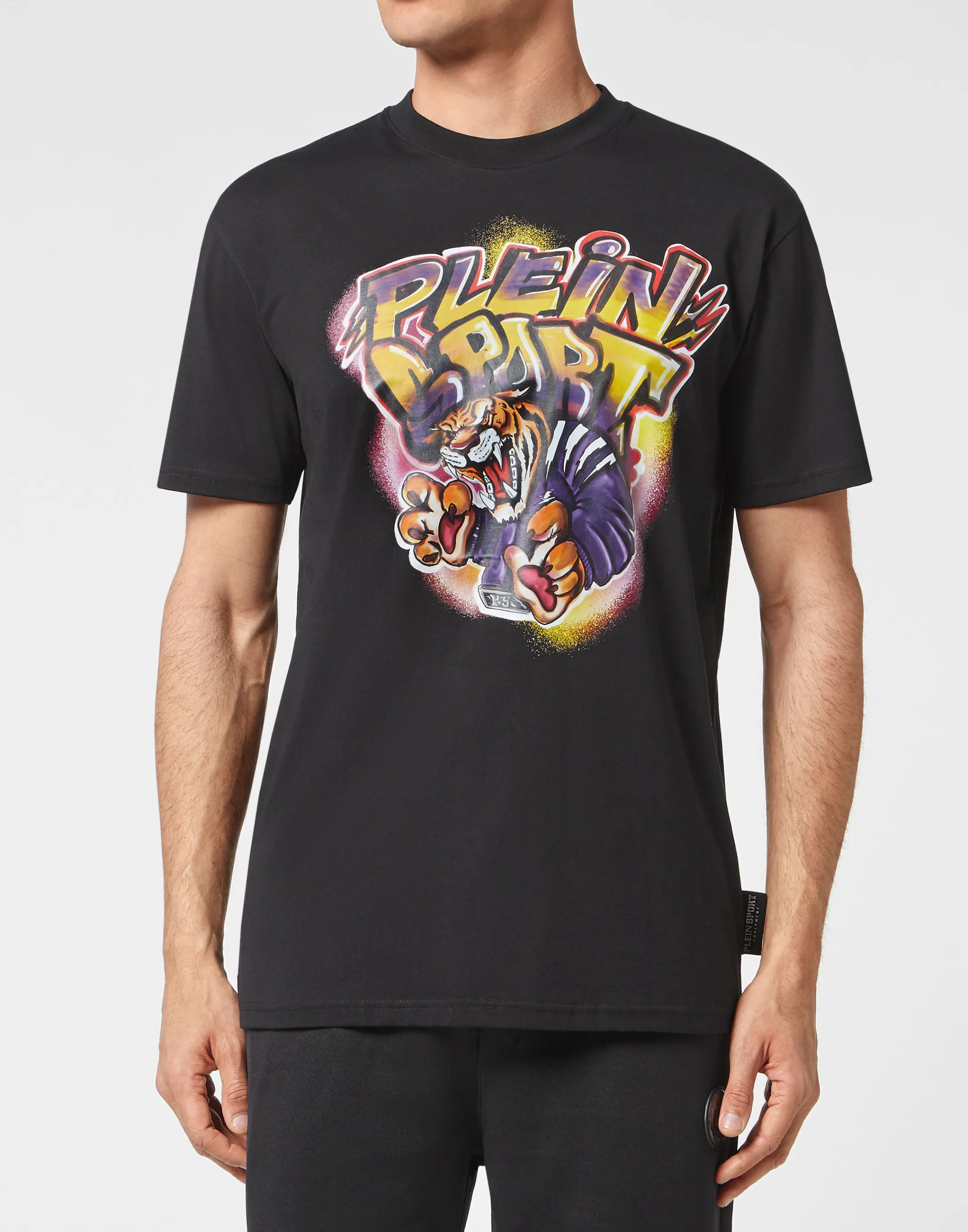 Flash Sale Plein Sport T-Shirt Round Neck Graffiti Tiger Black