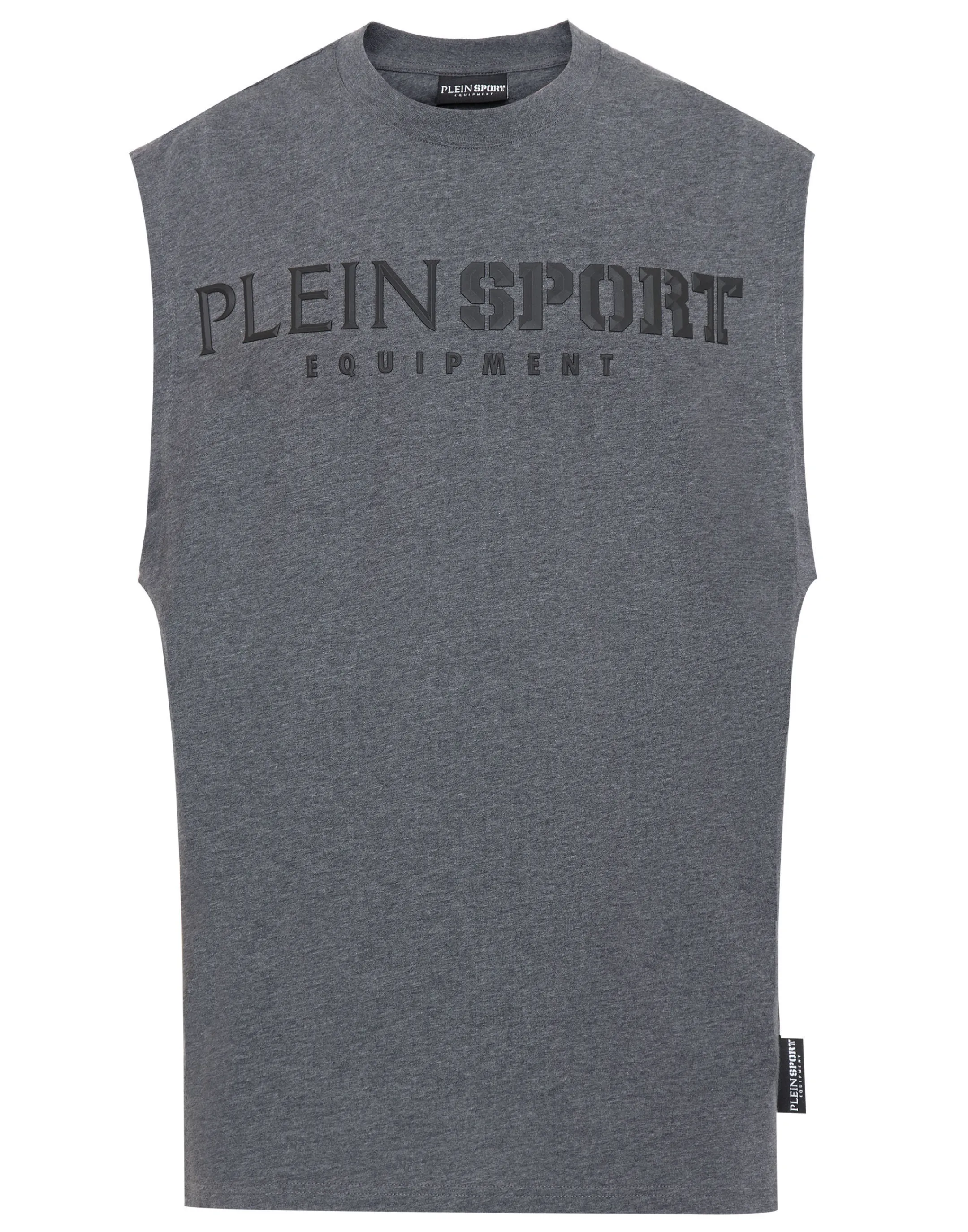 Clearance Plein Sport T-Shirt Round Neck Sleeveless Statement Dark Grey