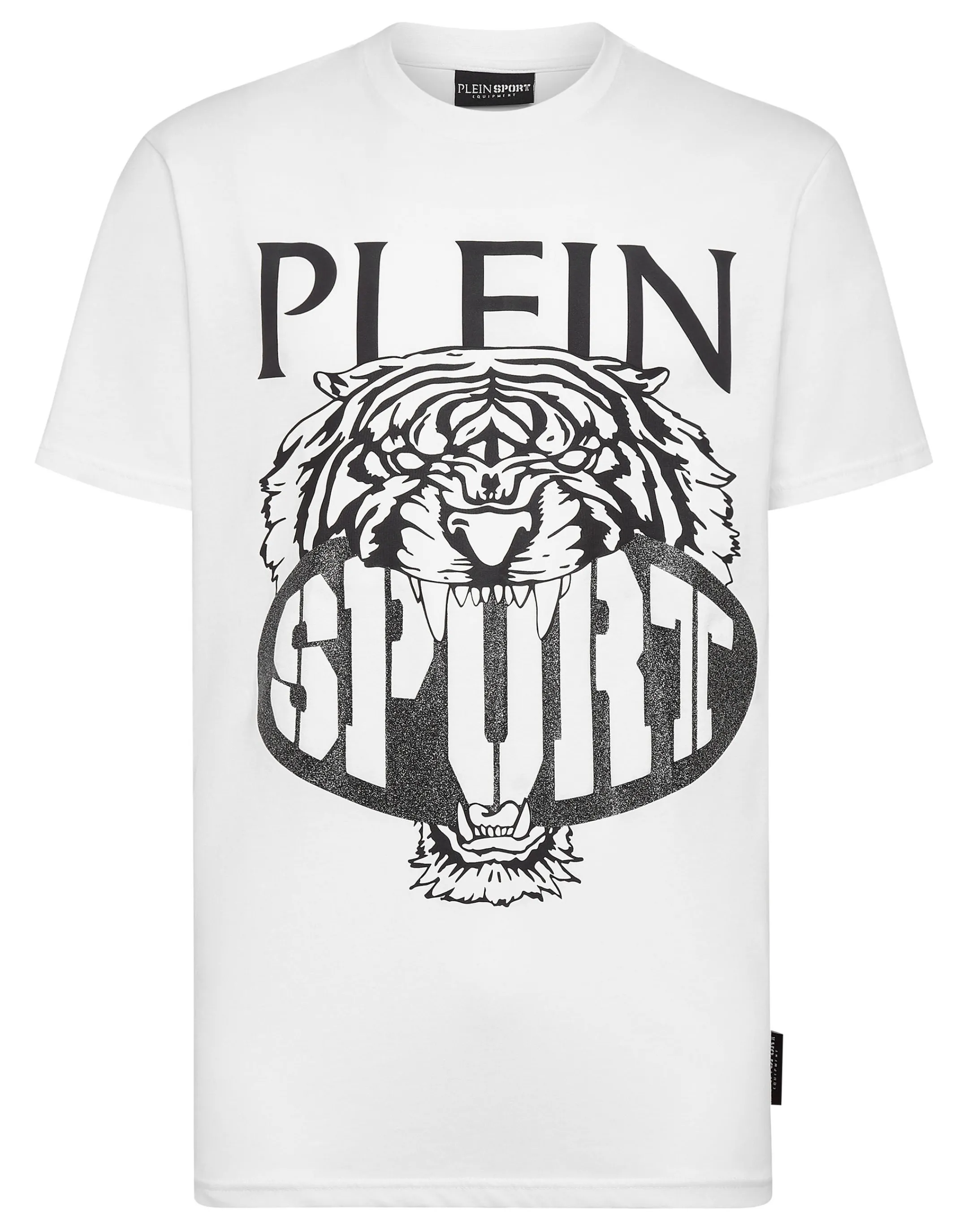 Clearance Plein Sport T-Shirt Round Neck Ss Tiger White / Black