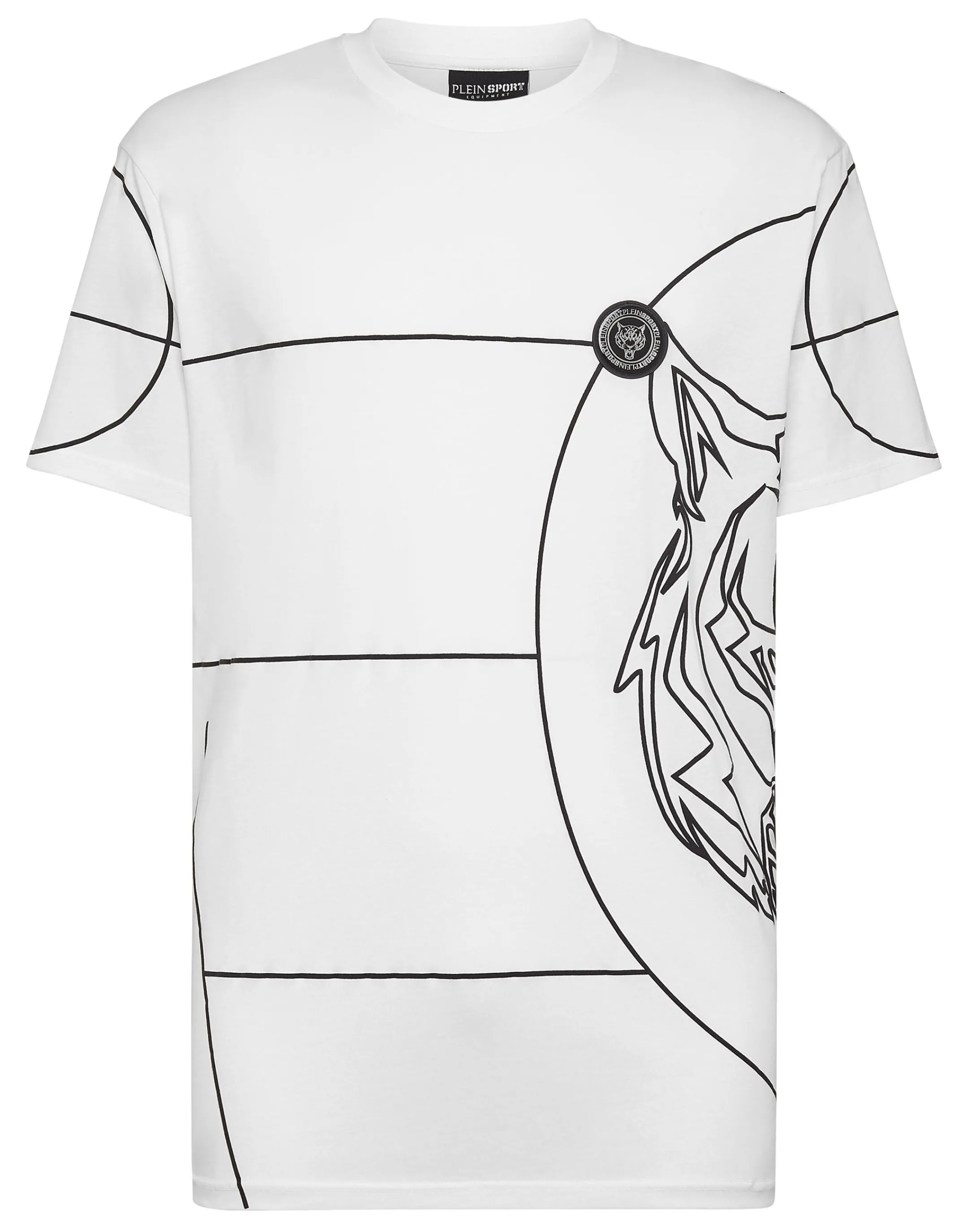 Outlet Plein Sport T-Shirt Round Neck Ss Tiger White / Black