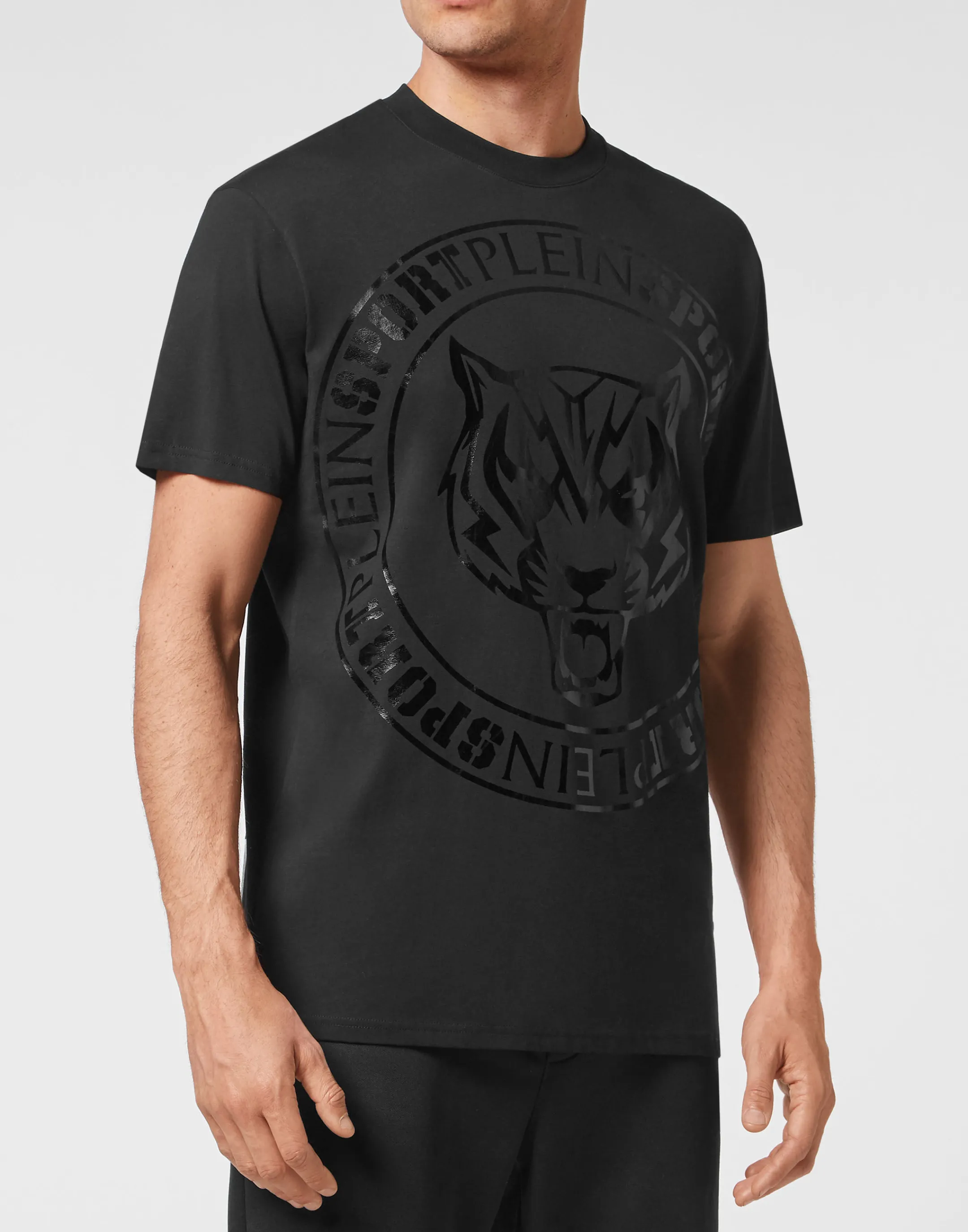 Hot Plein Sport T-Shirt Round Neck Ss Tiger Black / Black