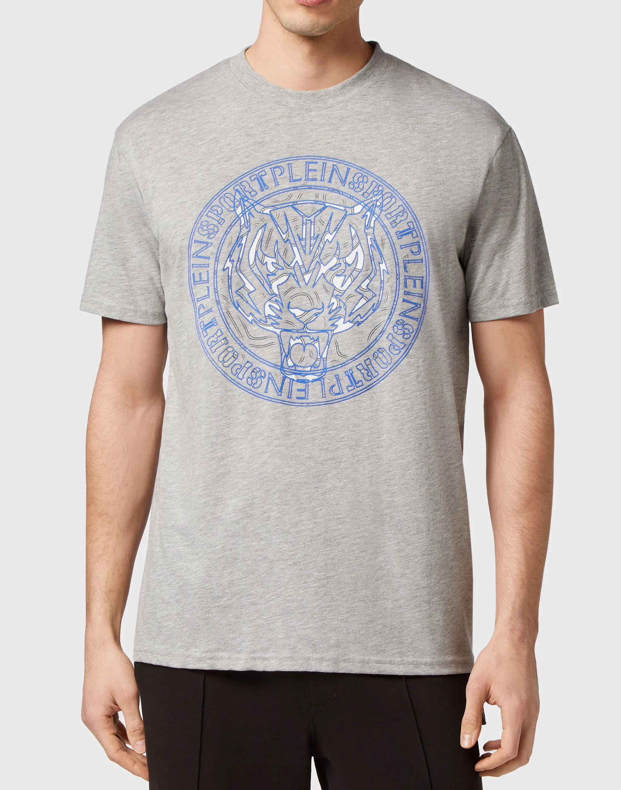 Online Plein Sport T-Shirt Round Neck Ss Tiger Grey / Blue