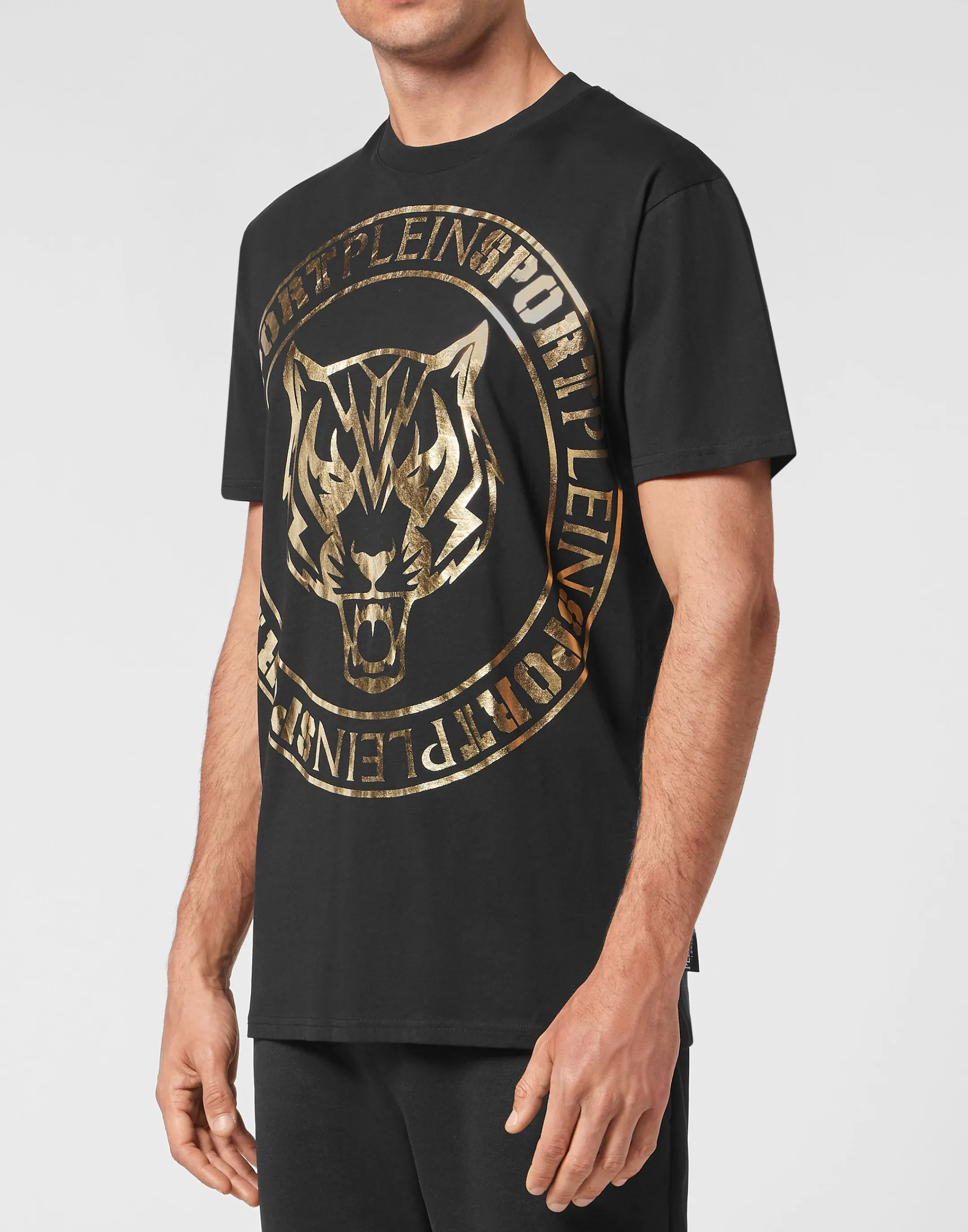 Online Plein Sport T-Shirt Round Neck Ss Tiger Black / Gold