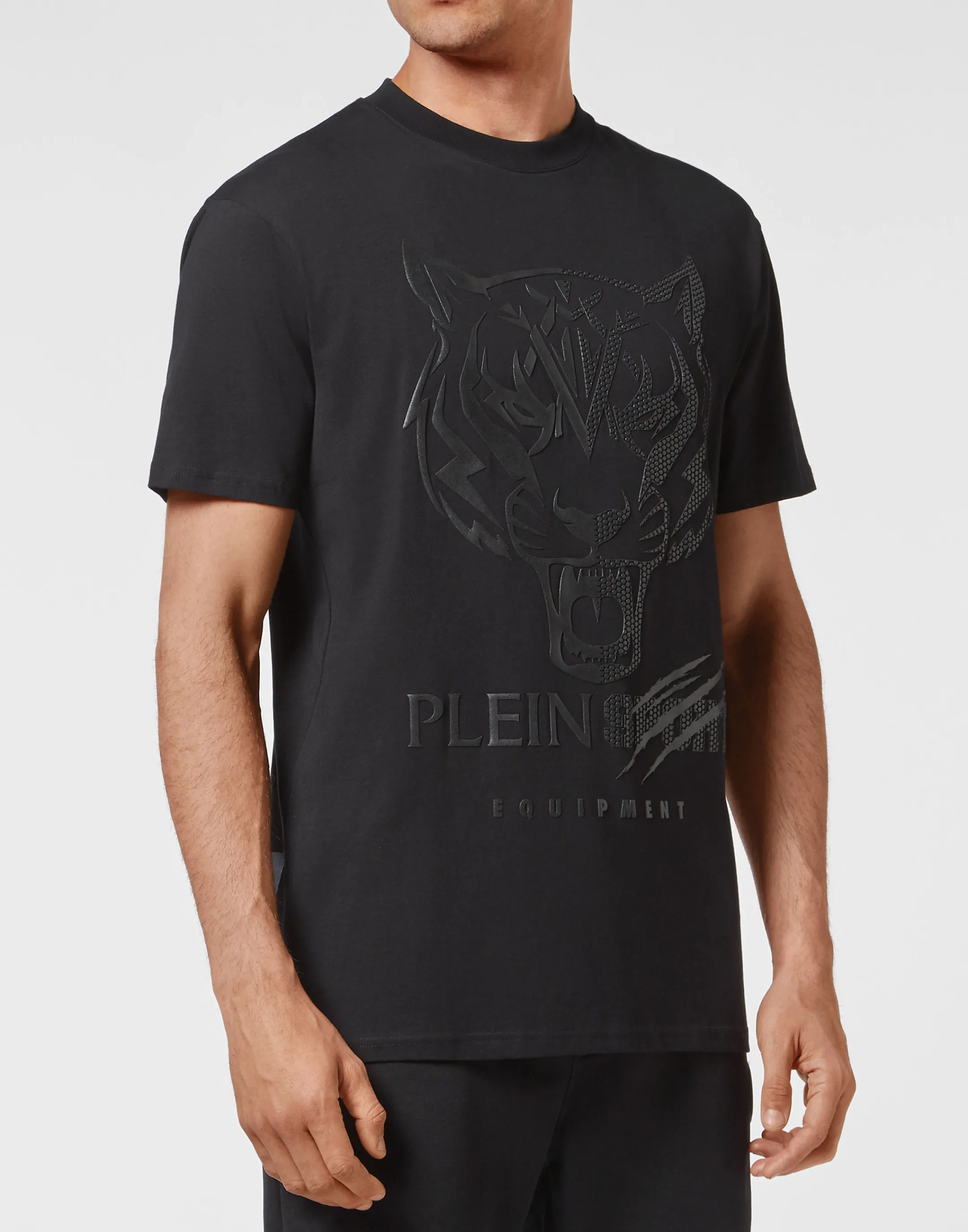 New Plein Sport T-Shirt Round Neck Ss Tiger Black / Black