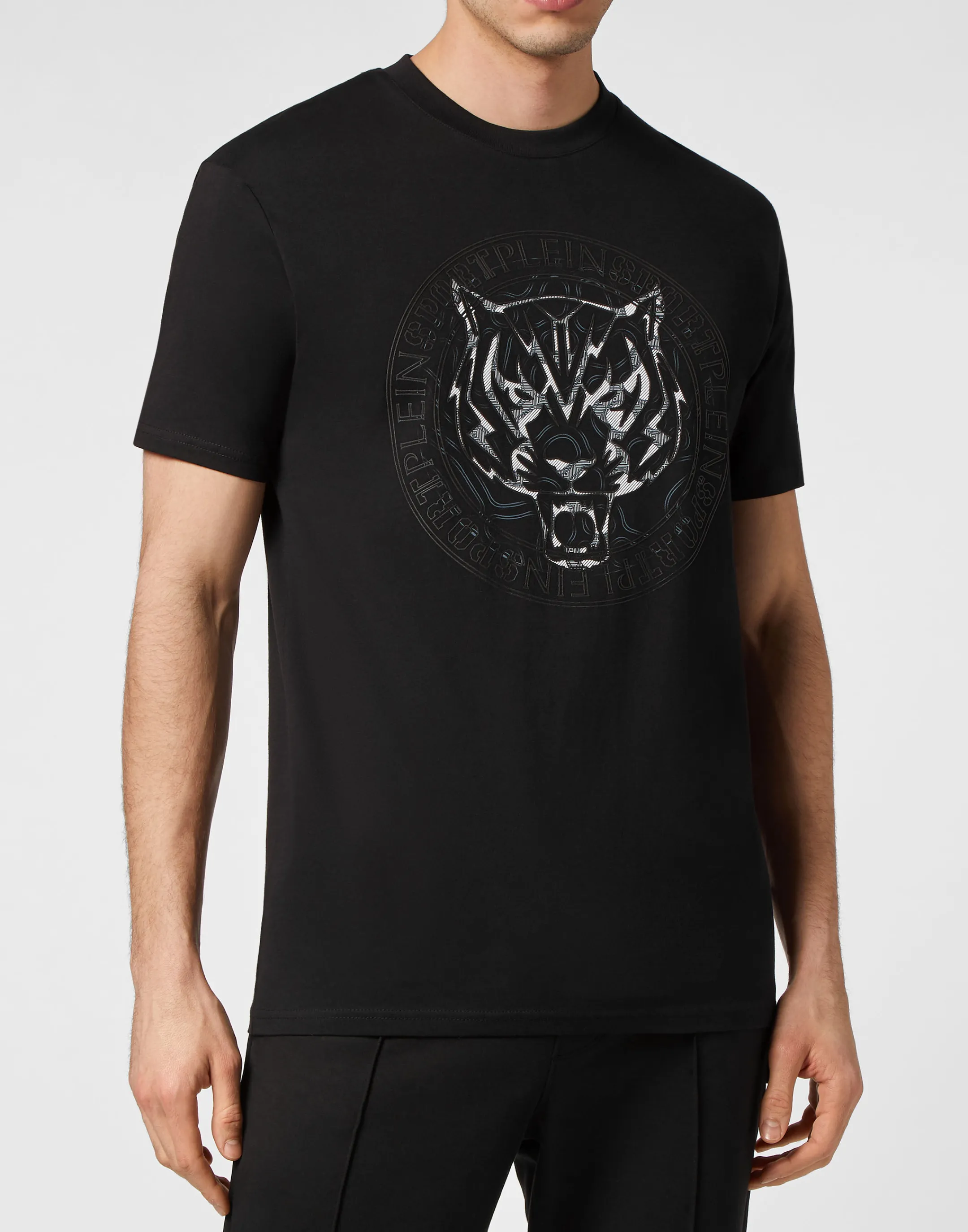 Online Plein Sport T-Shirt Round Neck Ss Tiger Black / Black