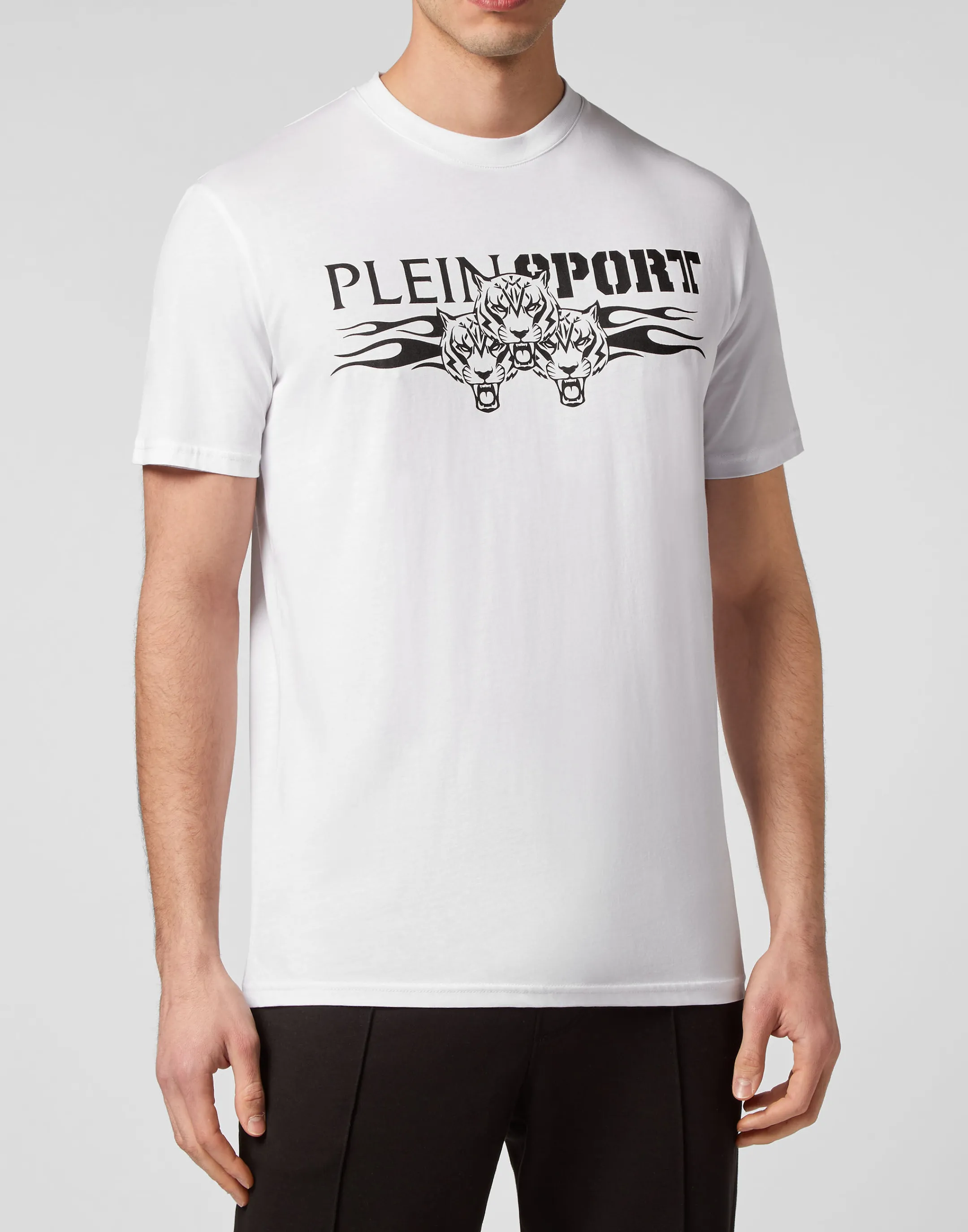 Fashion Plein Sport T-Shirt Round Neck Ss Tiger White / Black