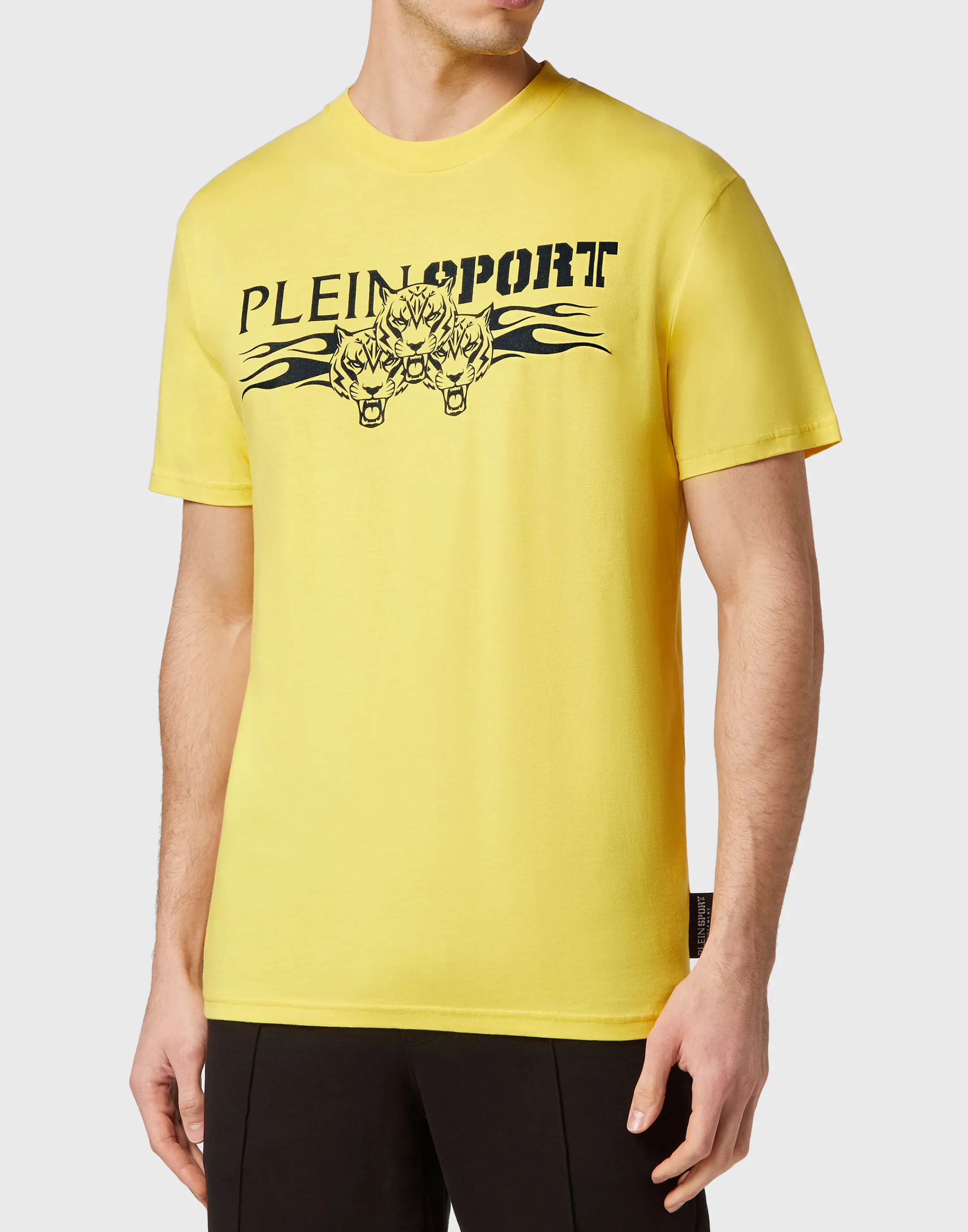 Clearance Plein Sport T-Shirt Round Neck Ss Tiger Yellow Fluo/Black