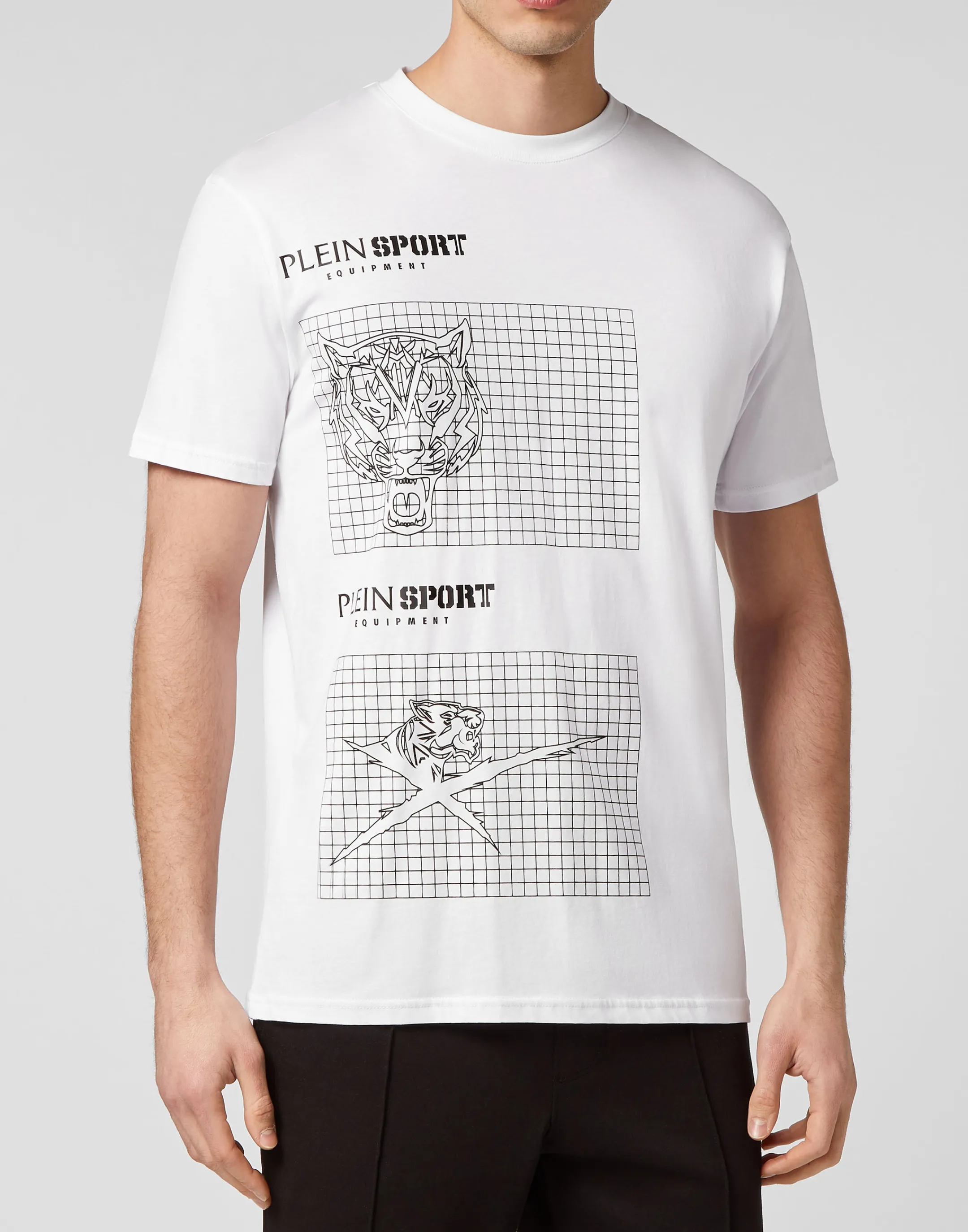 Online Plein Sport T-Shirt Round Neck Ss Tiger White / Black