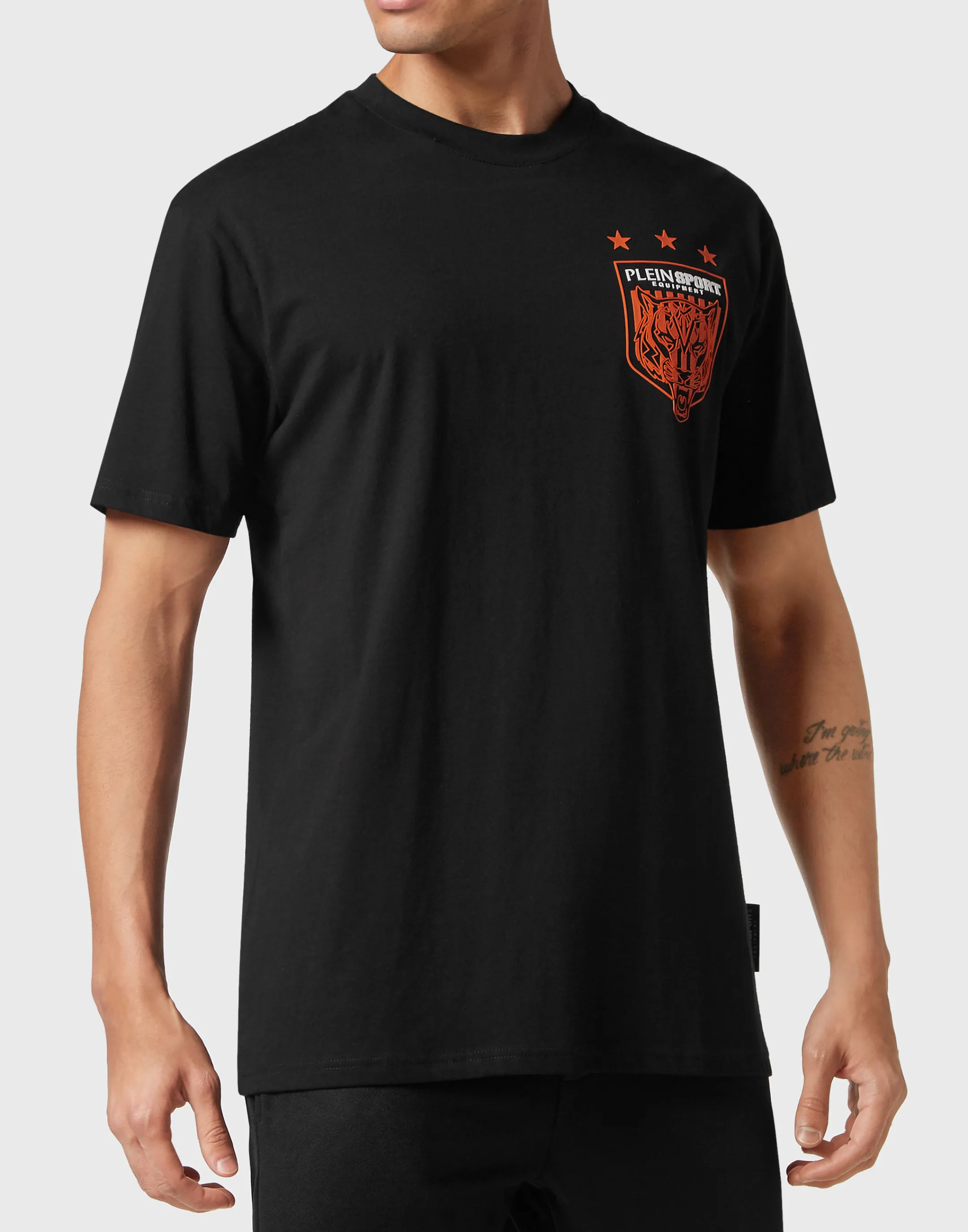 Discount Plein Sport T-Shirt Round Neck Ss Tiger Crest Edition Black / Orange