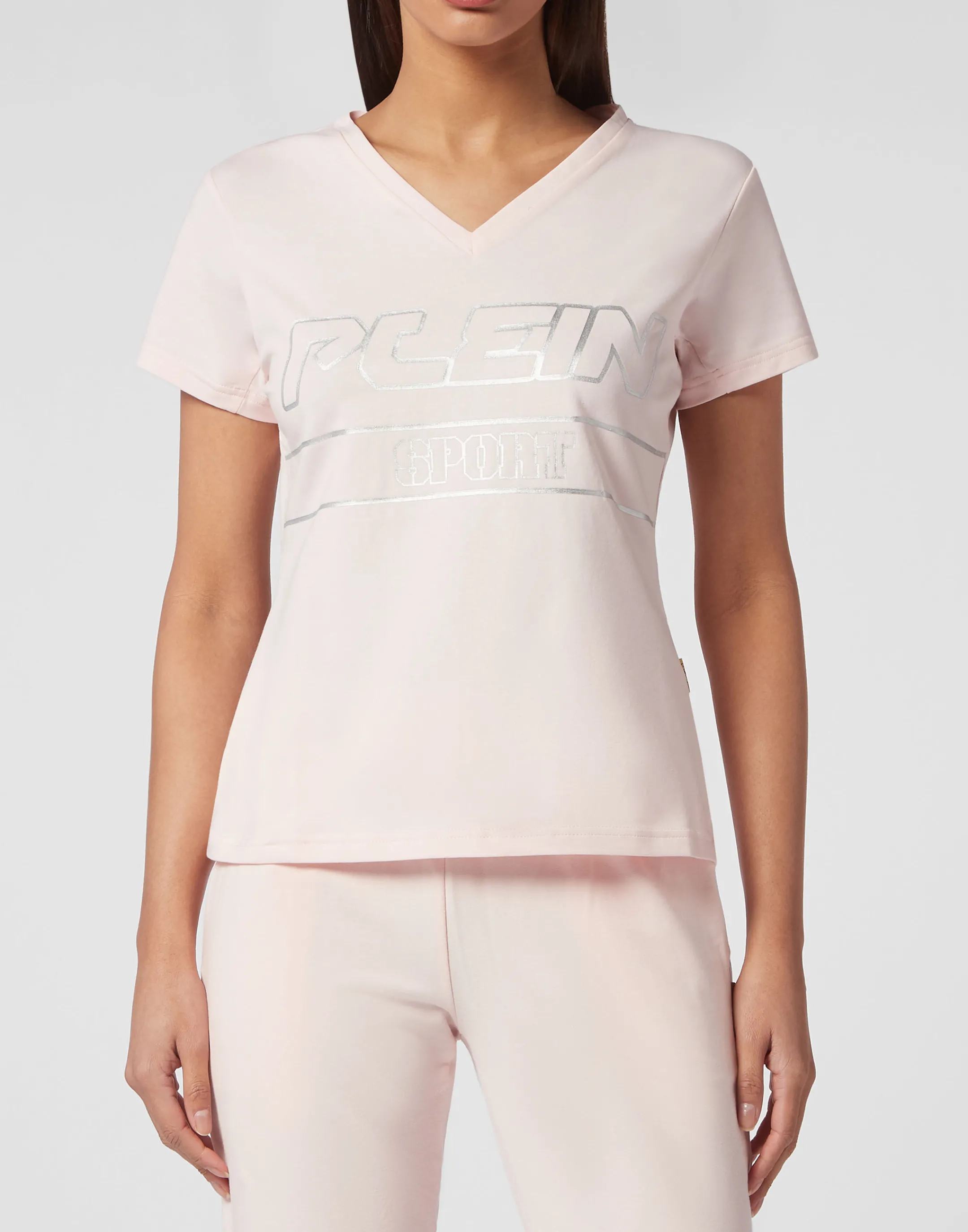 Clearance Plein Sport T-Shirt V-Neck Rose / Pink